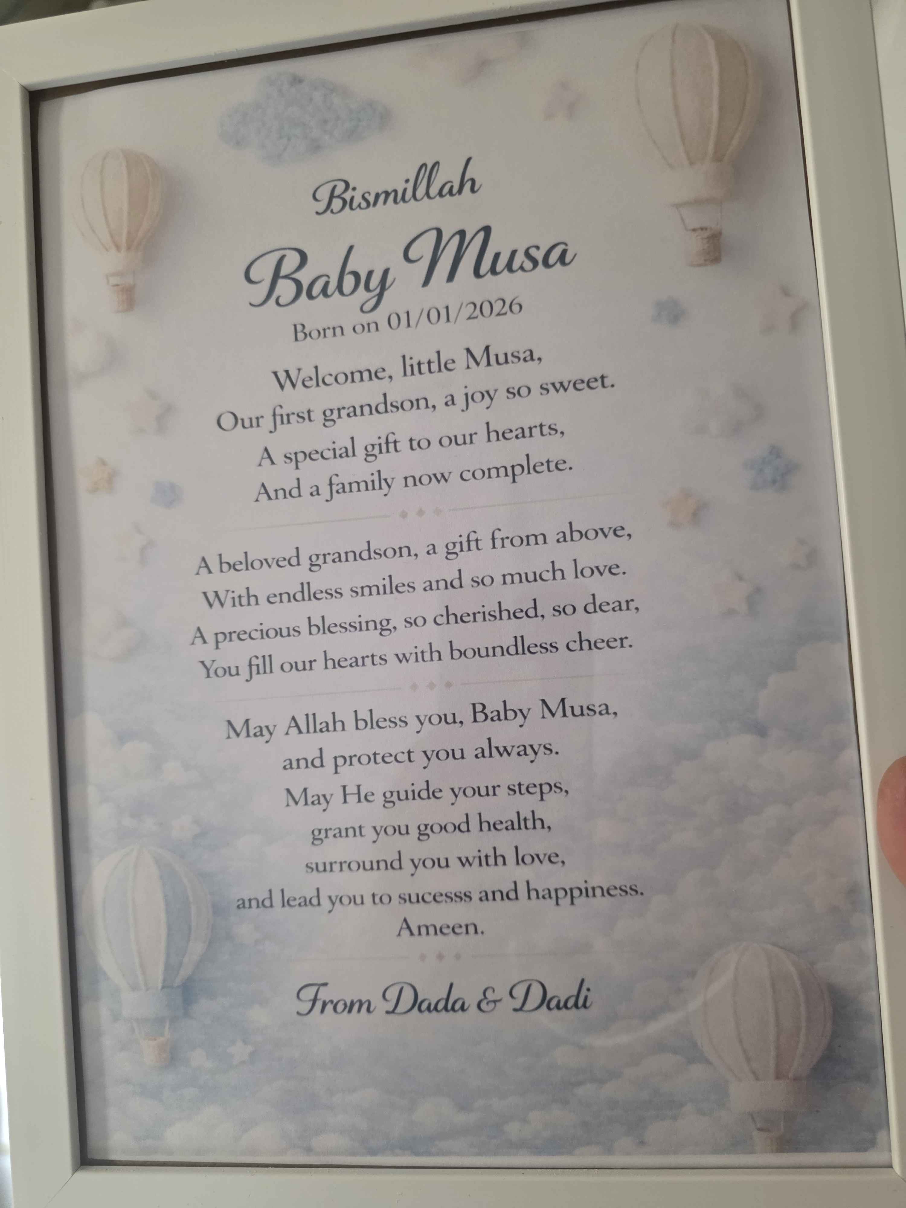 Personalised poem and design example featuring Musa.