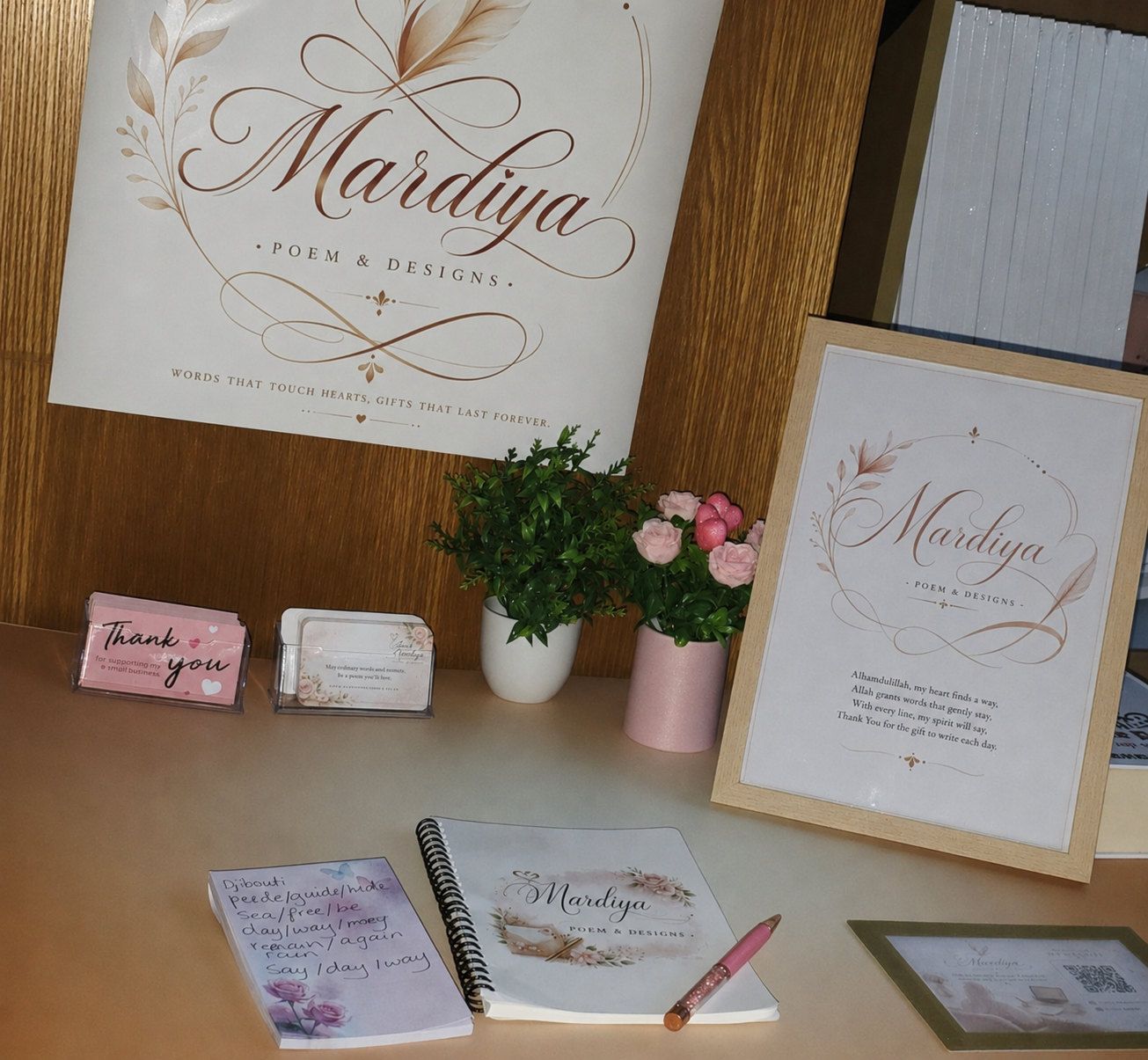Mardiya's creative workspace for personalised poems and designs.